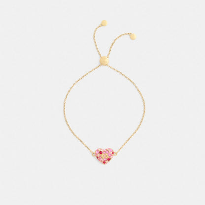 Coach Pavé Heart Slider Bracelet Gold Pink