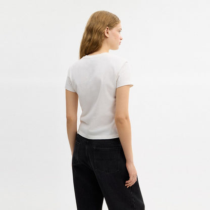 Coach Bow T Shirt In Organic Cotton Vintage Ivory