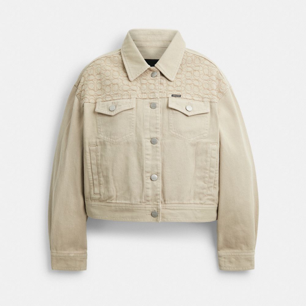 Coach Garment Dyed Denim Jacket Dark Stone
