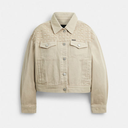 Coach Garment Dyed Denim Jacket Dark Stone