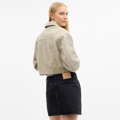 Coach Garment Dyed Denim Jacket Dark Stone