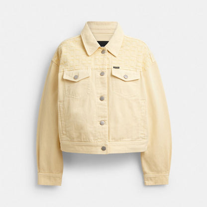 Coach Garment Dyed Denim Jacket Straw