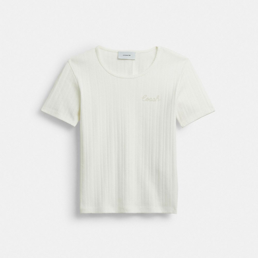 Coach Pointelle T Shirt Off White