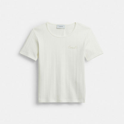 Coach Pointelle T Shirt Off White