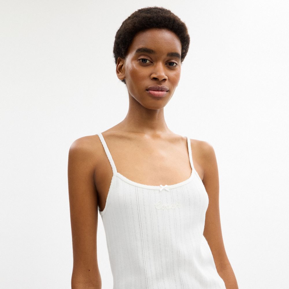 Coach Pointelle Tank Off White