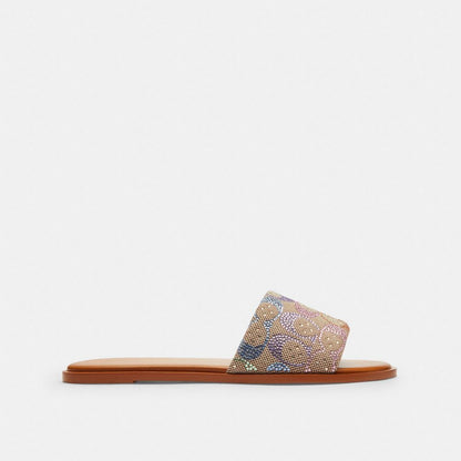 Women's Coach Holly Sandal In Crystal Signature Jacquard Rainbow Multi