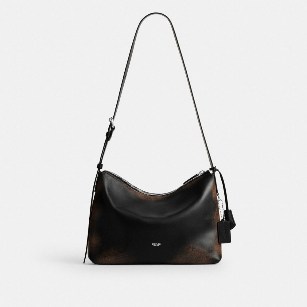 Coach Mott Messenger Bag 33 In Loved Leather Black Light Tan
