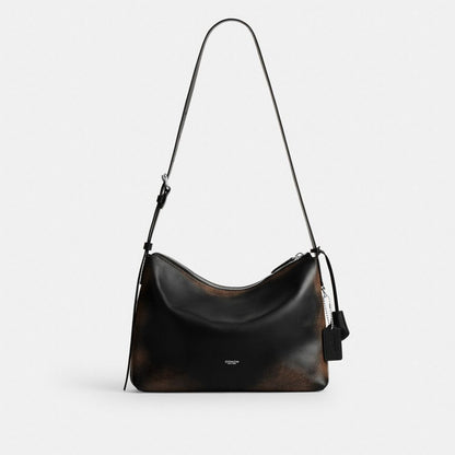 Coach Mott Messenger Bag 33 In Loved Leather Black Light Tan