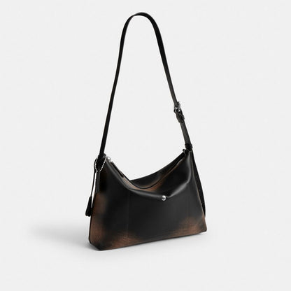 Coach Mott Messenger Bag 33 In Loved Leather Black Light Tan