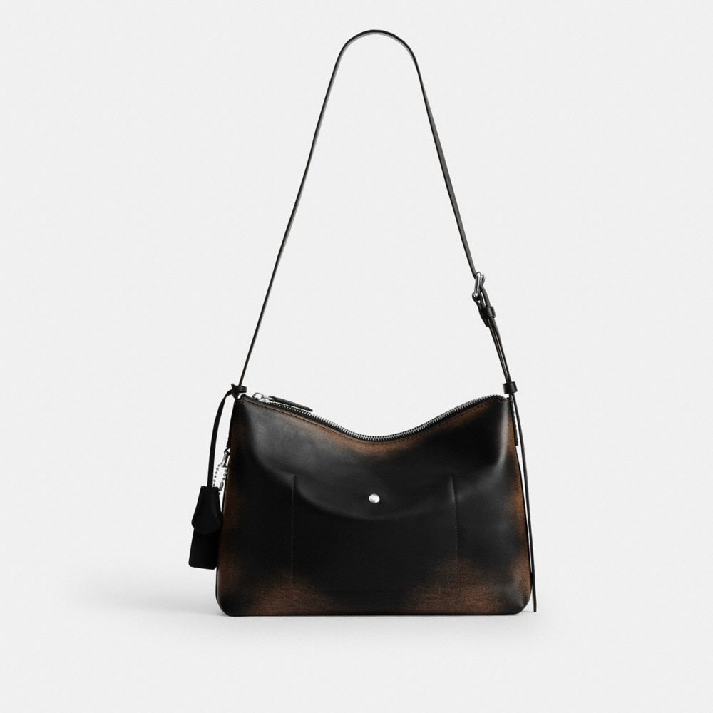 Coach Mott Messenger Bag 33 In Loved Leather Black Light Tan