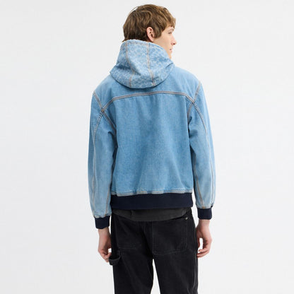 Coach Signature Denim Zip Jacket Medium Wash