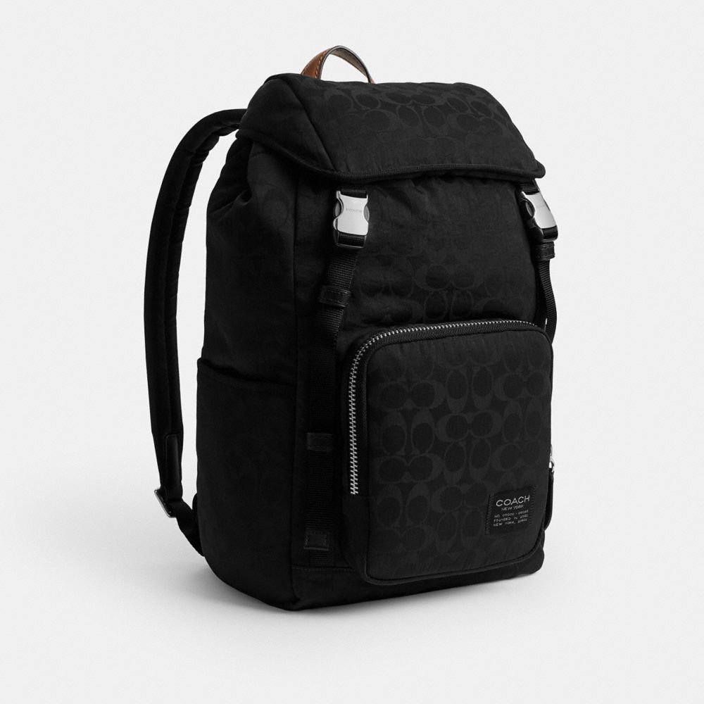 Coach Logan Backpack In Signature Nylon Black