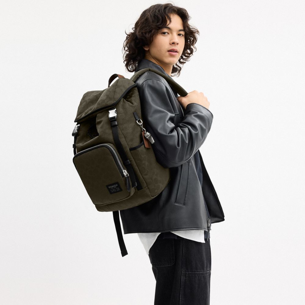 Coach Logan Backpack In Signature Nylon Dark India