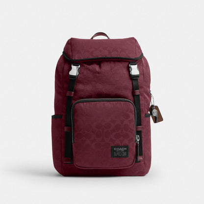 Coach Logan Backpack In Signature Nylon Light Maroon