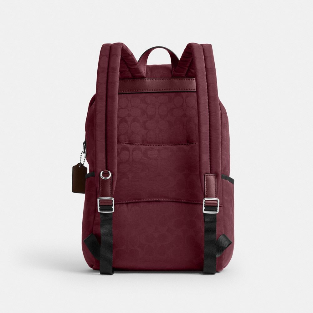 Coach Logan Backpack In Signature Nylon Light Maroon
