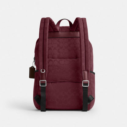 Coach Logan Backpack In Signature Nylon Light Maroon