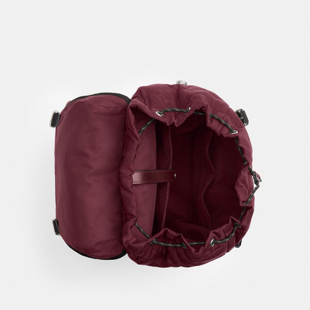 Coach Logan Backpack In Signature Nylon Light Maroon