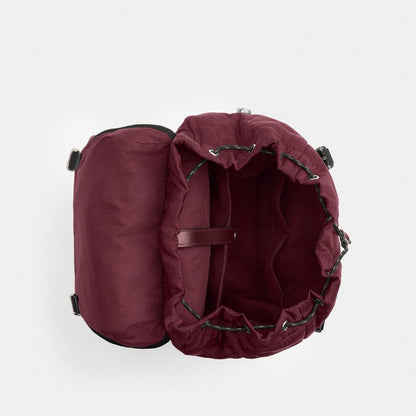 Coach Logan Backpack In Signature Nylon Light Maroon