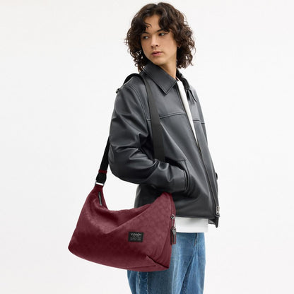 Coach Leo Crossbody In Signature Nylon Light Maroon