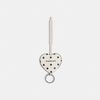 Coach Heart Bag Charm With Key Ring In Upcrafted Leather Cream   Black Dot
