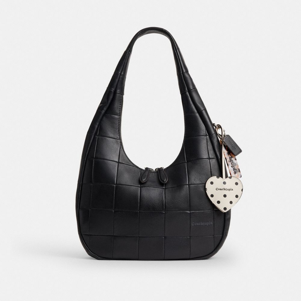 Coach Heart Bag Charm With Key Ring In Upcrafted Leather Cream   Black Dot