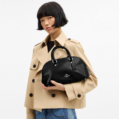 Coach Lara Satchel Bag Silver Black
