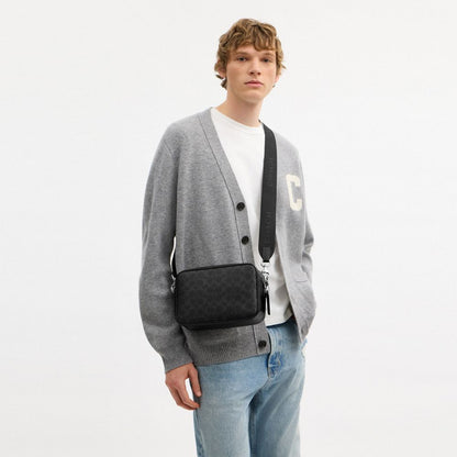 Coach Radio Camera Bag In Signature Canvas Black Signature
