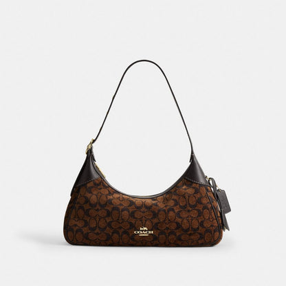 Coach Ella Small Shoulder Bag In Signature Chenille Gold Truffle