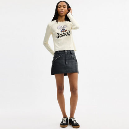 Coach Coach | Brain Dead Kachi Mouse Graphic Long Sleeve Pointelle Top Cream