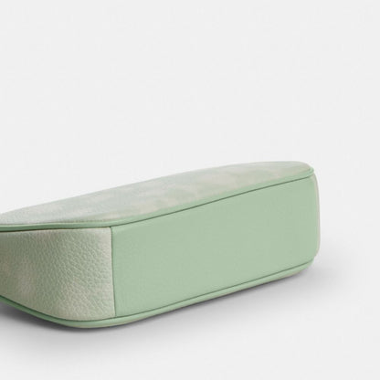 Coach Nolita 19 With Floral Print And Bow Gold Pale Green
