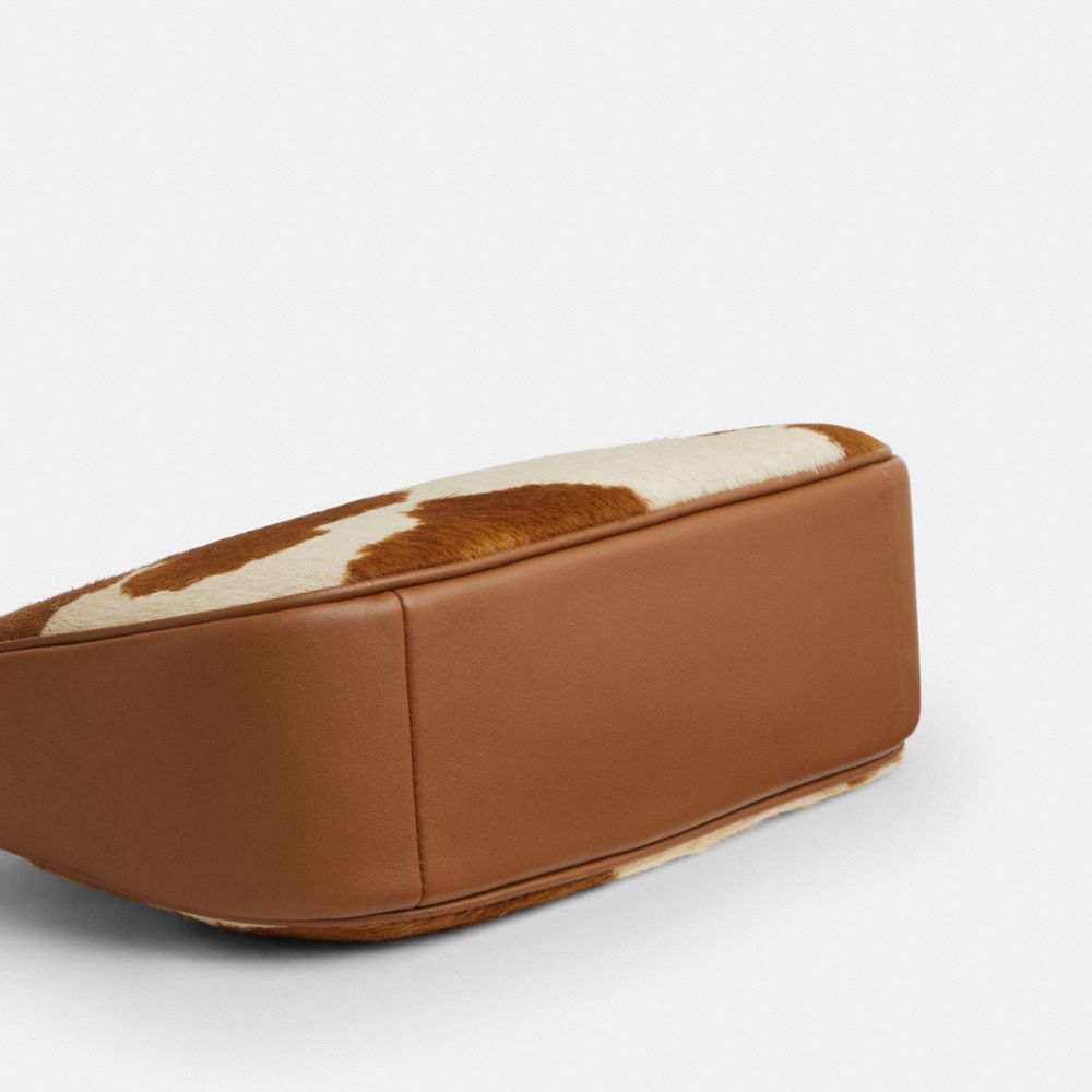 Coach Teri Shoulder Bag In Haircalf With Cow Print Gold Cow Multi