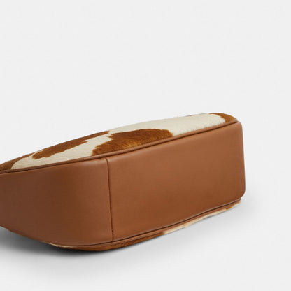 Coach Teri Shoulder Bag In Haircalf With Cow Print Gold Cow Multi