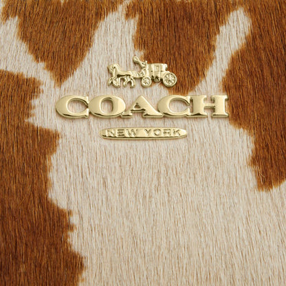 Coach Teri Shoulder Bag In Haircalf With Cow Print Gold Cow Multi