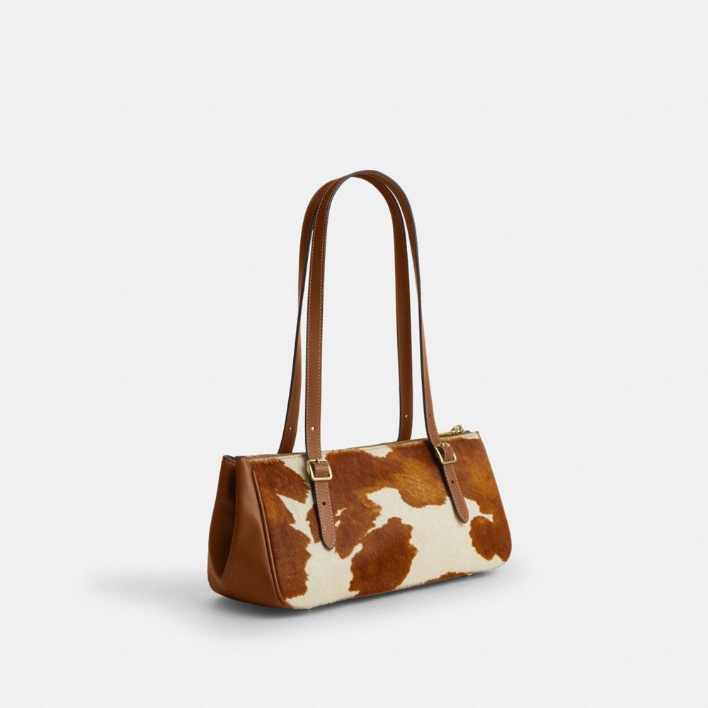 Coach Asher Shoulder Bag In Haircalf With Cow Print Gold Cow Multi