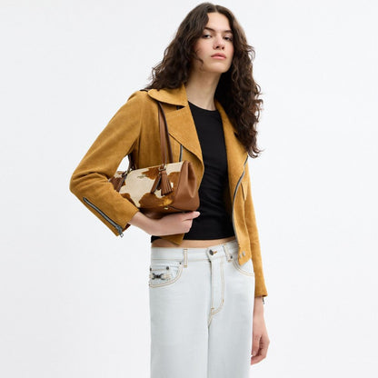 Coach Asher Shoulder Bag In Haircalf With Cow Print Gold Cow Multi