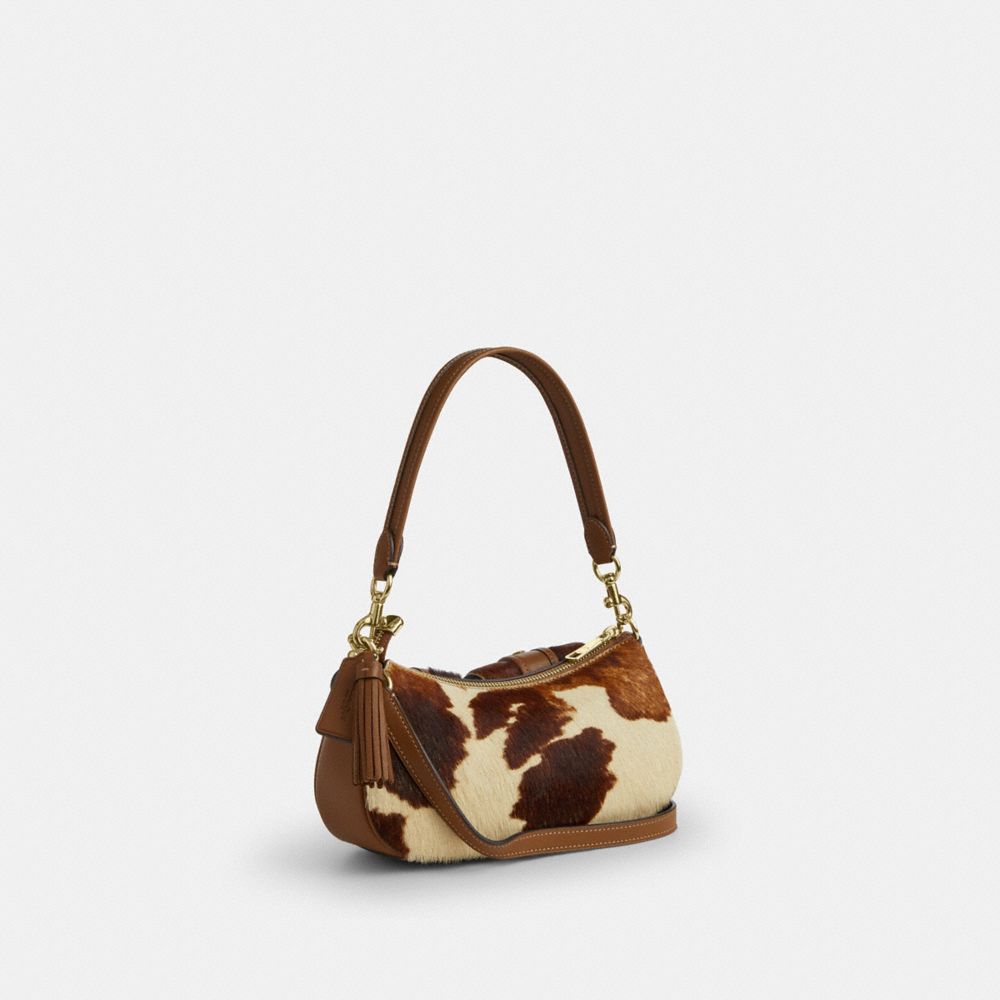 Coach Ashton Shoulder Bag In Haircalf With Cow Print Gold Cow Multi