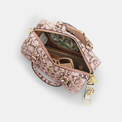Coach Rowan Satchel Bag Gold Pink