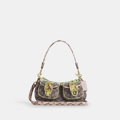 Coach Ashton Shoulder Bag In Signature Jacquard Gold Oak Multi
