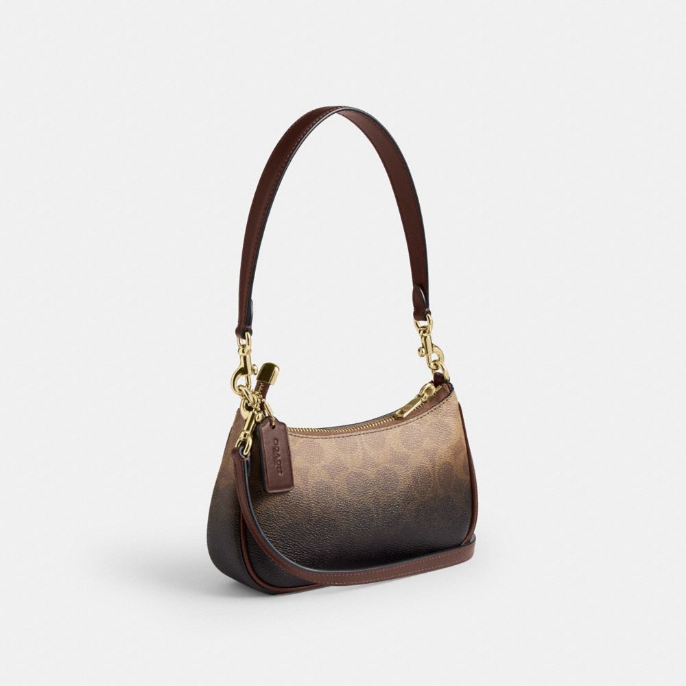 Coach Teri Mini Crossbody Bag In Ombre Signature Canvas Gold Brown