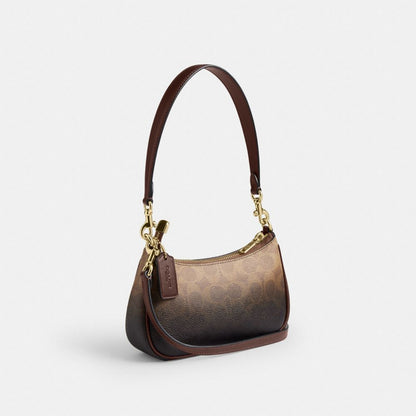 Coach Teri Mini Crossbody Bag In Ombre Signature Canvas Gold Brown