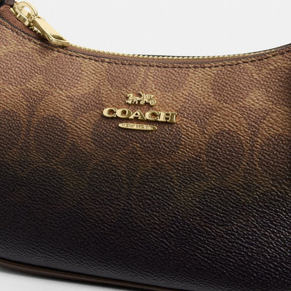 Coach Teri Mini Crossbody Bag In Ombre Signature Canvas Gold Brown