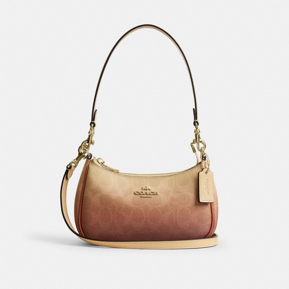 Coach Teri Mini Crossbody Bag In Ombre Signature Canvas Gold Sunset