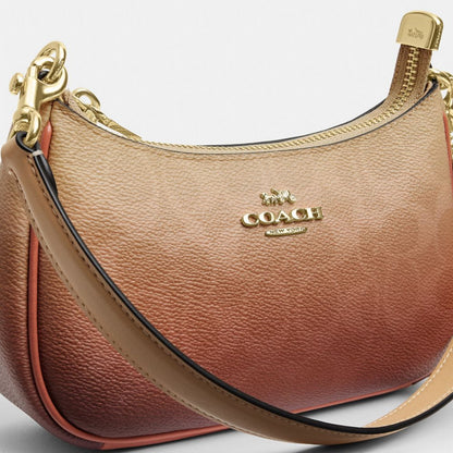 Coach Teri Mini Crossbody Bag In Ombre Signature Canvas Gold Sunset