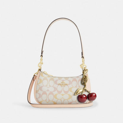 Coach Teri Mini Crossbody Bag In Signature Canvas Gold Chalk Pink