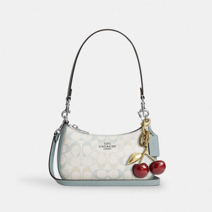 Coach Teri Mini Crossbody Bag In Signature Canvas Silver Chalk Blue