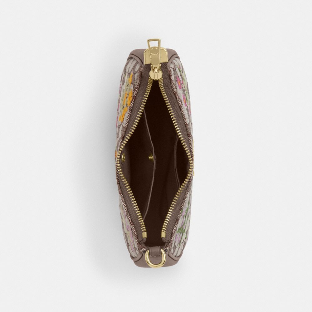Coach Teri Mini Crossbody Bag In Signature Jacquard With Floral Embroidery Gold Oak Multi