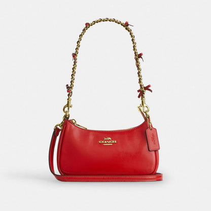 Coach Teri Mini Crossbody Bag With Bows Gold Bright Cherry