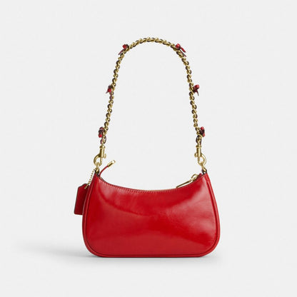 Coach Teri Mini Crossbody Bag With Bows Gold Bright Cherry