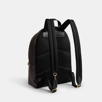 Coach Taylor Small Backpack In Signature Canvas Gold Walnut Black