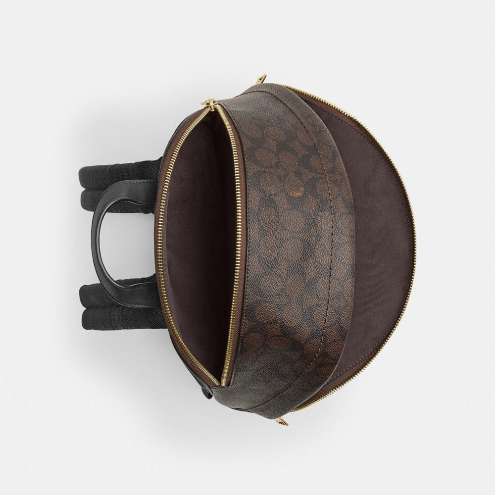 Coach Taylor Small Backpack In Signature Canvas Gold Walnut Black